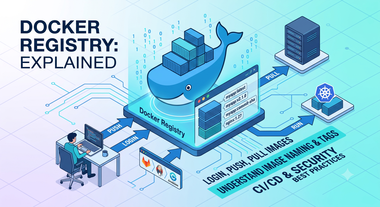 Docker registry image tagging, push and pull workflow