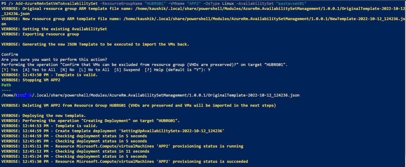 Azure virtual machine availability set configuration for VM recreation planning