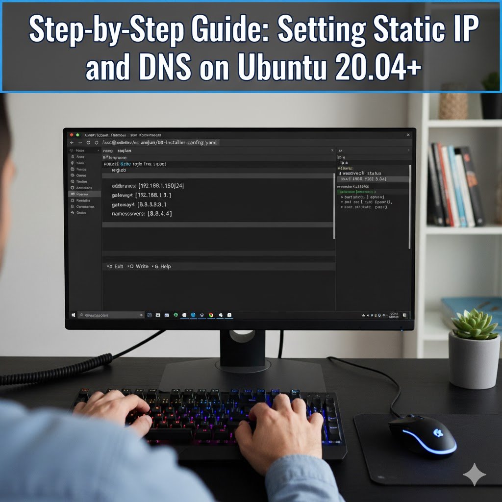 Ubuntu server network configuration with a static IP address
