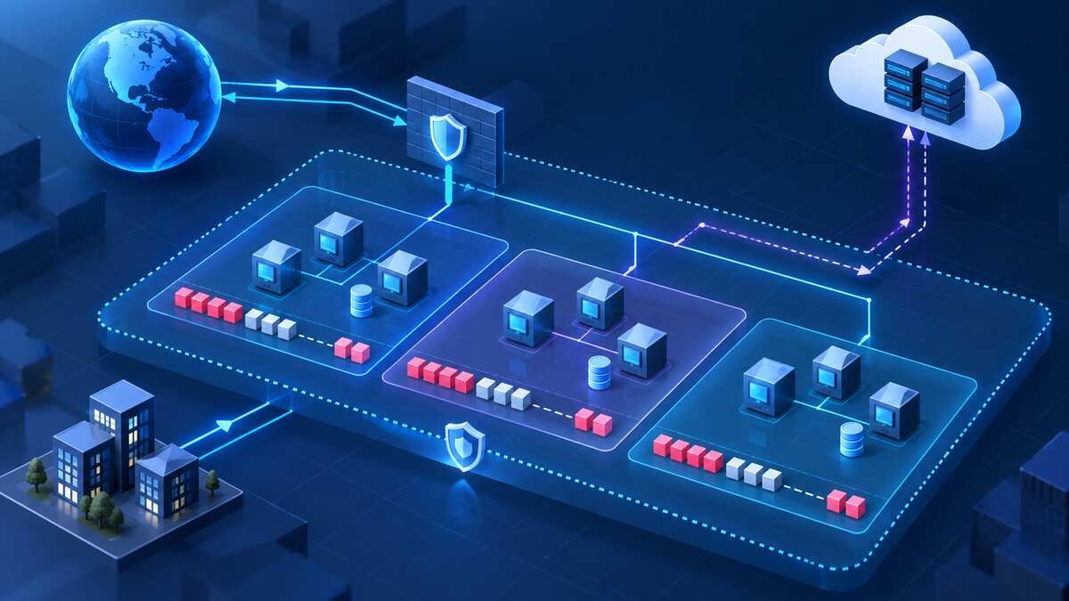 Azure virtual network subnets showing reserved IP address ranges and secure cloud connectivity