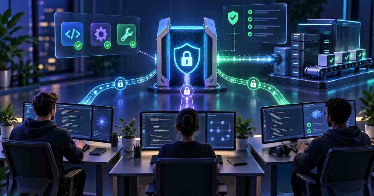 Developer clients connecting through a secure MCP gateway to Jenkins automation