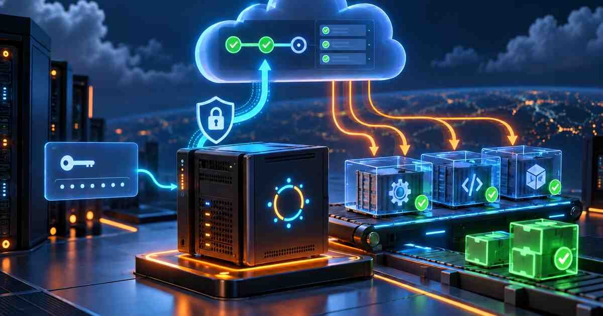 Ubuntu runner server registering securely and executing isolated CI jobs