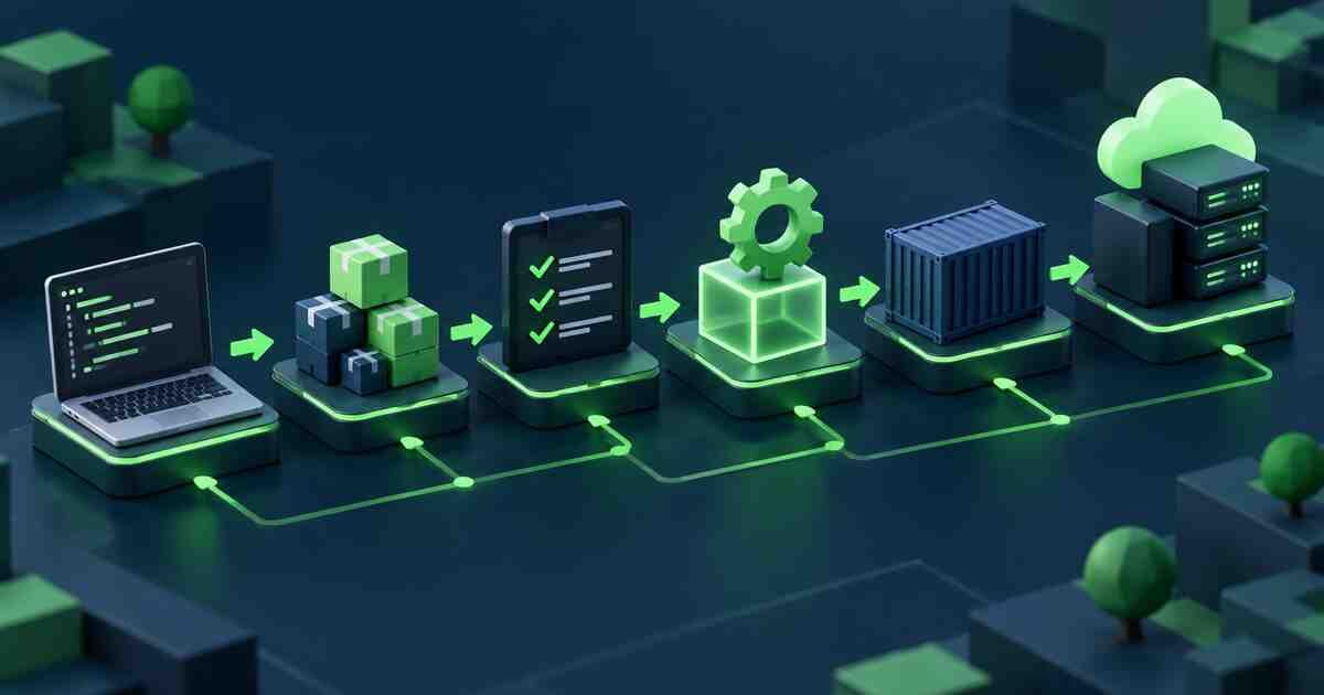 Node.js application pipeline from source code through testing and deployment