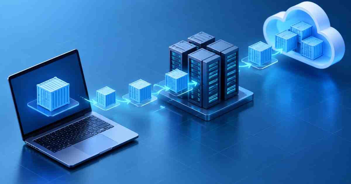 Docker containers and images concept illustration